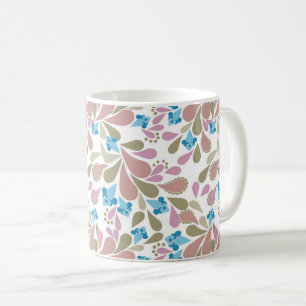Taza De Café Ramos coloridos de flores retro sobre blanco