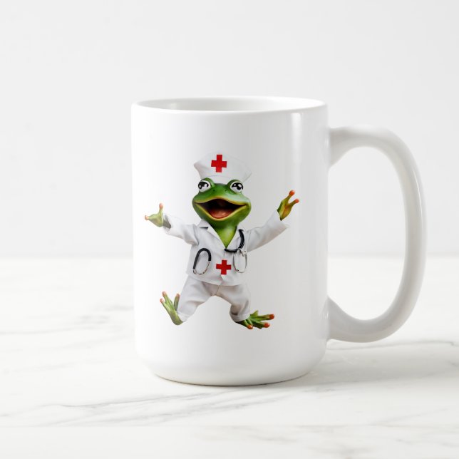 Taza De Café Rana 6 enfermera, rana, paramédico, sapo, Ai gener (Derecha)