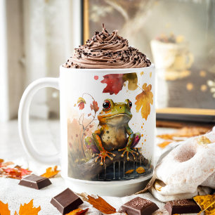 Taza De Café Rana acuarela de los vibradores de otoño -
