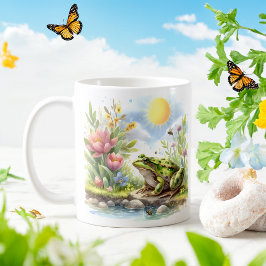 Taza De Café Rana acuarela de primavera - Mug infantil