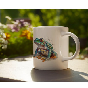 Taza De Café Rana acuarela de tonos joya 