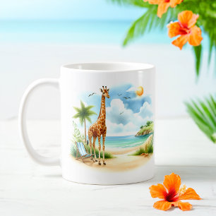 Taza De Café Rana acuática de verano en la playa