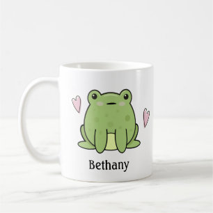 Taza De Café Rana Adorable Con Corazón Personalizado 