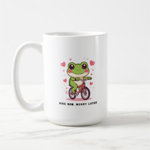 Taza De Café Rana Adorable Montando Bicicleta Regalo Divertid