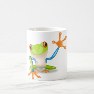 Taza De Café Rana arbórea Rojo-Observada colorida que alcanza