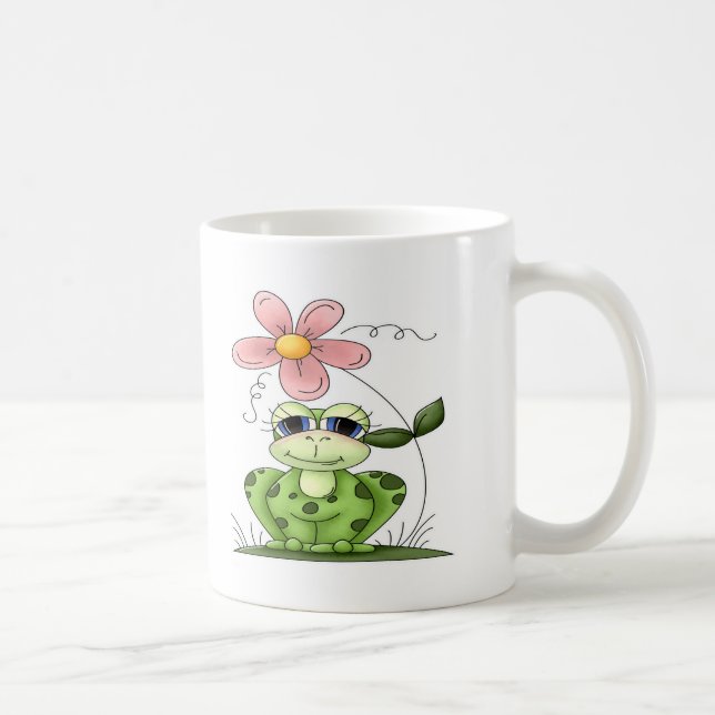 Taza De Café Rana con la flor (Derecha)