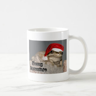 Taza De Café Rana con un gorra de Santa