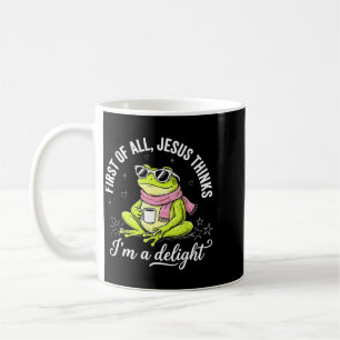 Taza De Café Rana Cristiana Divertida Primero De Jesús Piensa Q