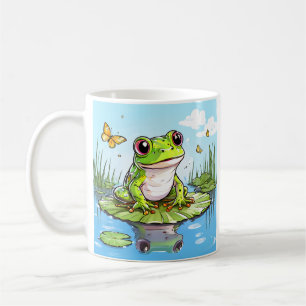 Taza De Café Rana cúrcuta en un Lily Pad Cute Personalizada