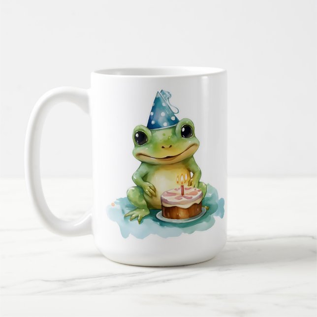 Taza De Café Rana cuta feliz cumpleaños (Izquierda)