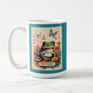 Taza De Café Rana Cute Cute de núcleo de algodón y champiñón