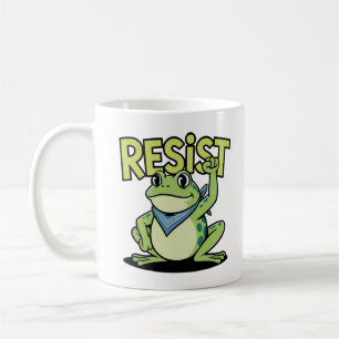 Taza De Café Rana de Activismo de Dibujos Animados con Puño en