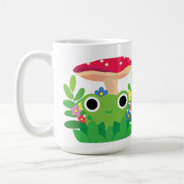 Taza De Café Rana de Cottagecore Personalizado con hongos