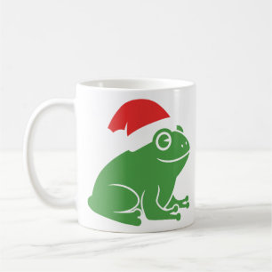 Taza De Café Rana de Navidad con sombrero de Santa Minimalista