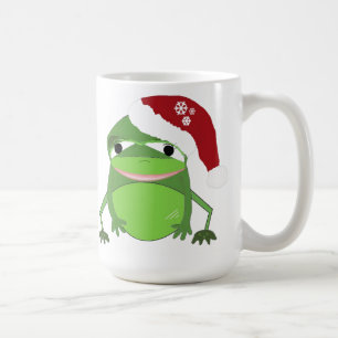 Taza De Café Rana divertida con sombrero de Santa