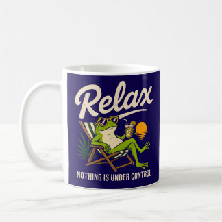 Taza De Café Rana Divertida Relajándose
