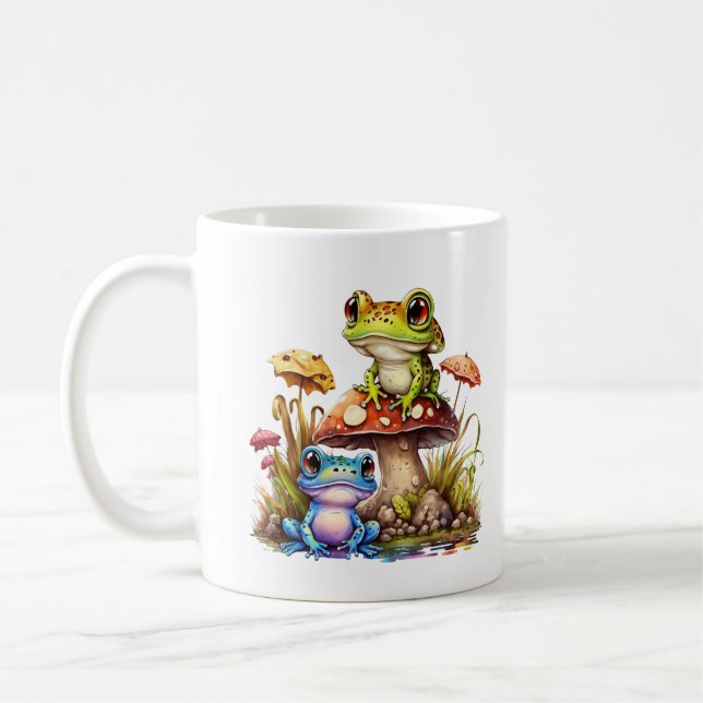 Taza De Café Rana dulce sobre toadstools café té (Izquierda)