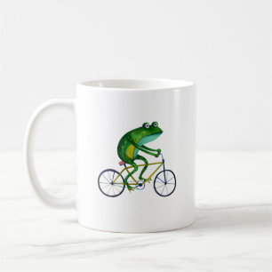 Taza De Café Rana En Bicicleta