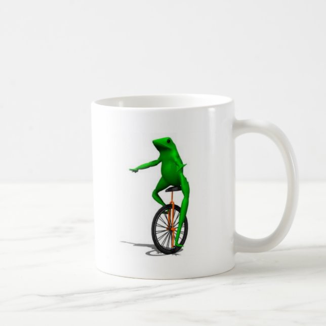 Taza De Café Rana en el Unicycle Meme (Derecha)
