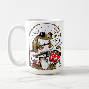 Taza De Café Rana en hongo bajo cielo lunar