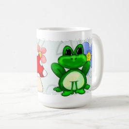 Taza De Café Rana feliz en primavera