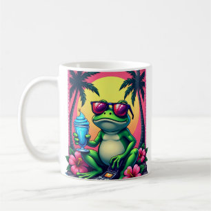 Taza De Café Rana Gruñona de Teléfono Flip Y2K Vaporwave Tropic