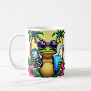 Taza De Café Rana Gruñona Y2K Retro Vaporwave Tropical Flip Pho
