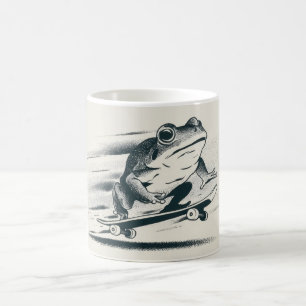 Taza De Café Rana Patinadora – Arte Animal de Acción Vintage