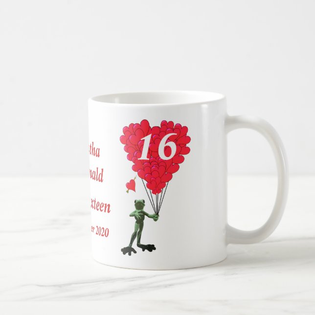 Taza De Café Rana personalizado personalizada Sweet 16 (Derecha)