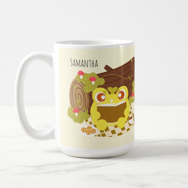 Taza De Café Rana picnic Leyendo Un Libro (Izquierda)