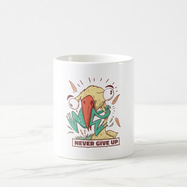 Taza De Café Rana que come pájaro Nunca se rindan (Centro)