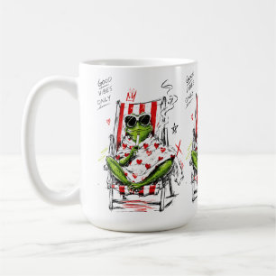 Taza De Café Rana Relajada Gafas de Sol Buenas Vibraciones Arte