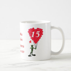 Taza De Café Rana romántica personalizada Quinceanera