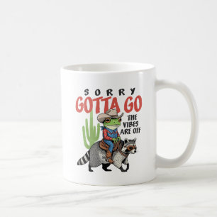 Taza De Café Rana Vaquera Divertida Montando Mapache "Las Vibra