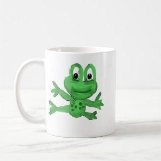 Taza De Café Rana verde adorable dibujada a mano