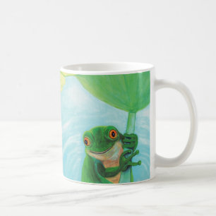 Taza De Café Rana verde bajo Lily Pad