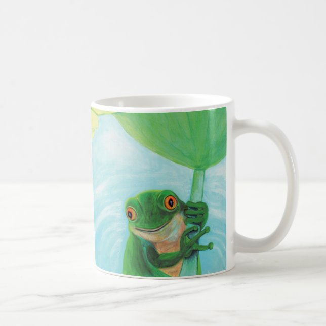 Taza De Café Rana verde bajo Lily Pad (Derecha)