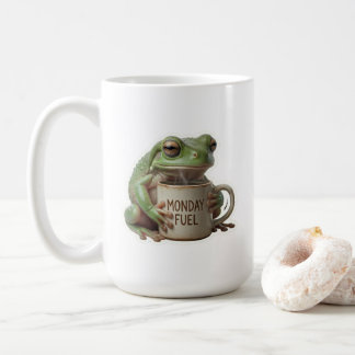 Taza De Café Rana Verde Dormida Divertida Bebiendo Café Combust