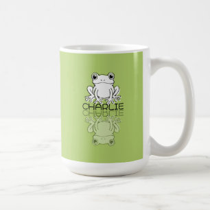 Taza De Café Rana verde linda reflexión Doodle nombre personali
