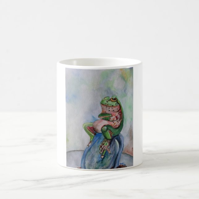 Taza De Café Rana Verde y Marrón 325 ml Mug blanca clásica (Centro)