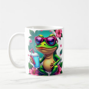 Taza De Café Rana Y2K Energía Vaporwave Tropical Retro Gaming N
