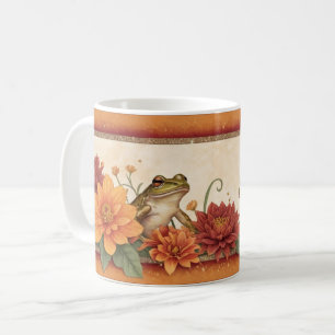 Taza De Café Ranas caídas y elegancia floral