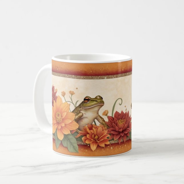 Taza De Café Ranas caídas y elegancia floral (Anverso izquierdo)