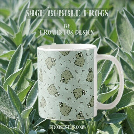 Taza De Café Ranas de burbuja saladas - patrón de niños verde l