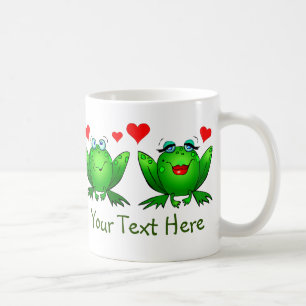 Taza De Café Ranas de dibujos animados felices y verdes salvan