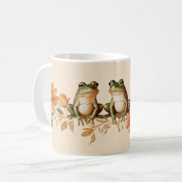Taza De Café Ranas de otoño y elegancia floral