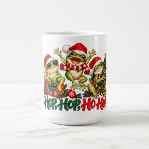 Taza De Café Ranas divertidas de Navidad con sombreros de Santa