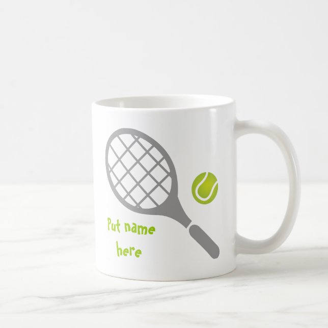 Taza De Café Raqueta de tenis y personalizado de pelotas (Derecha)