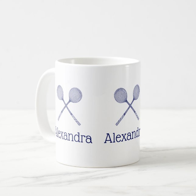 Taza De Café Raquetas de squash cruzadas azules (Anverso izquierdo)