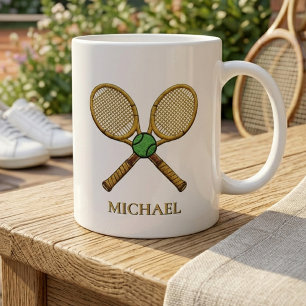 Taza De Café Raquetas de tenis personalizadas con su nombre